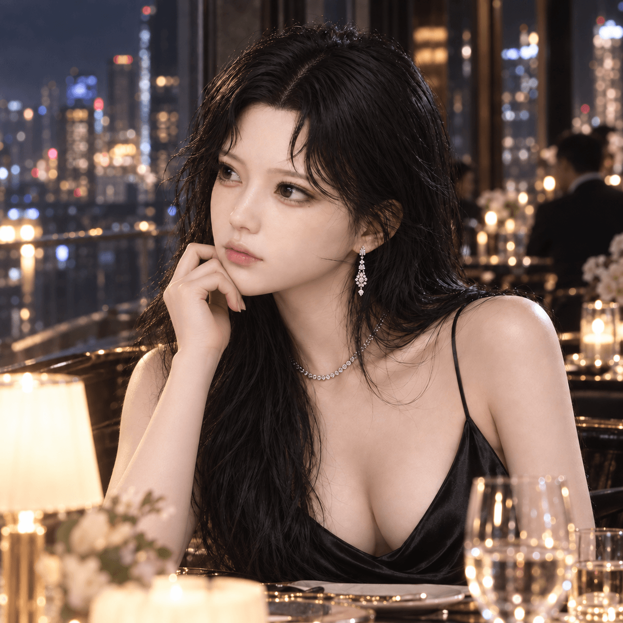 夜景を望むキャンドルラウンジの女性.png